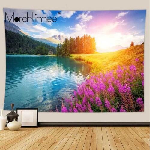 Natural Beautiful Mountain Forest Printed Tapestry Hippie Art Wall Hanging Bohemian Mandala Green Tree Home Decor Bed Tapestries