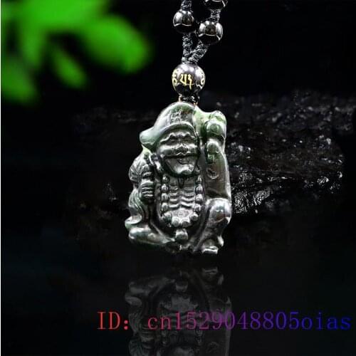 Jade Buddhism Pendant Necklace Carved Charm Natural Jewellery Amulet Gifts Chinese Gemstone Black Green Fashion Obsidian