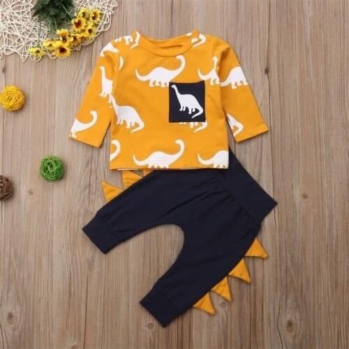 Toddler Baby Boys 2PCS Kids Long Sleeve T-shirt Tops Dinosaur Print Clothes Set Pants Leggings Outfits Autumn Cotton Boys