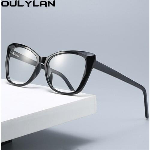 Oulylan Anti-blue light Glasses Frame Women Men Cat Eye Spectacle frame Myopia Optical Computer Eyewear Transparent Fake Glasses