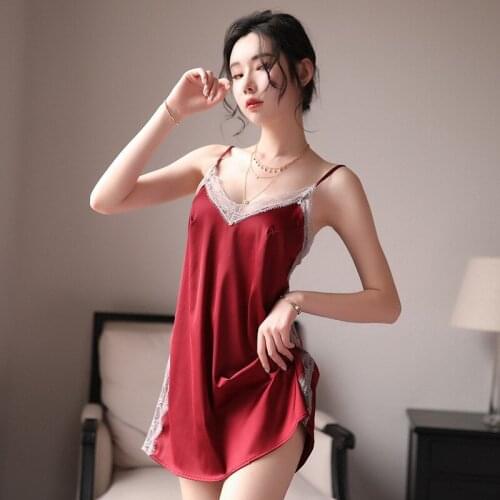 Sexy Womens Thin Strap Nightdress Backless Back Slit Hot Princess Style Sweet