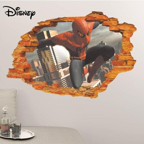 Disney hot sale 3d stereo stickers three-dimensional broken wall spiderman childrens room kindergarten environment stickers
