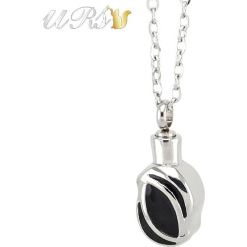 Silver Color 316L stainless steel irregular shape urn cremation jewelry necklace with o-shaped chain as gift