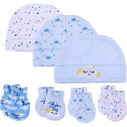 2020 Unisex Cotton White Newborn Boys Girls Baby Hats Gloves Headwear Fitted Baby Cute Baby Accessories Nightcap Sleep