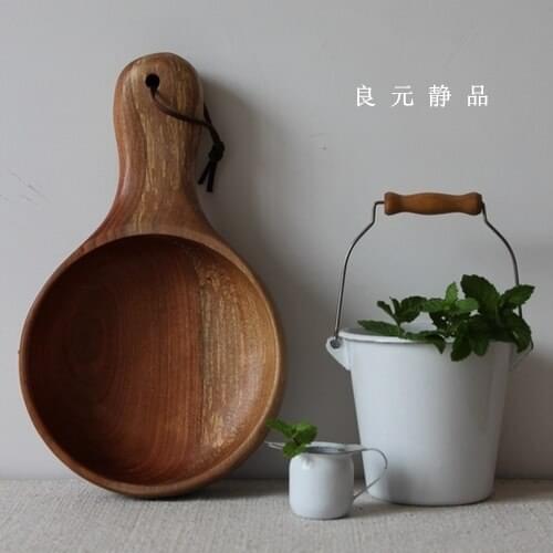 Japanese style nature logs handmade wooden handles soup bowl Northern Europe big wood scoop salad plate tableware water ladle