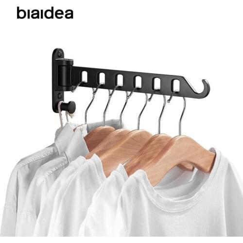 Punch Free Clothes Hanger Space Aluminum Saving Organization Folding Invisible Drying Racks Wall Mounted Balcony Indoor Bathroom