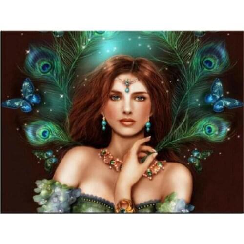 YIKEE diamond painting Peacock girl,diy diamond painting,5d diamond painting new arrivals Y1209
