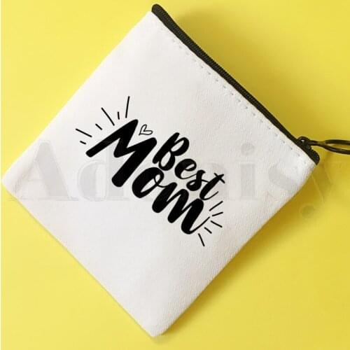 Mom life Mama Letter Momlife Funny Casual Gift Coin Purse Illustration Key Case Simple Small Cloth Bag New Creative Coin Purse