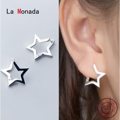 La Monada Small Hoop Earrings For Women Silver 925 Fine Women Earrings Jewelry Silver Star Hoop Earrings 925 Silver Women