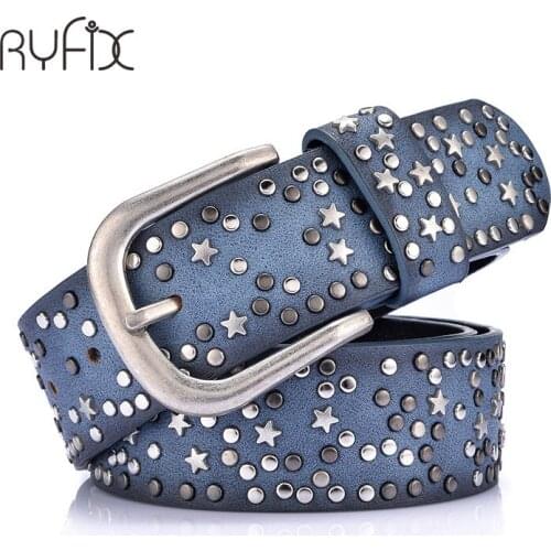 Womens punk personality trend rivets belt steam punk rock belt handmade Retro Gothic leather belt for Jeans BL293