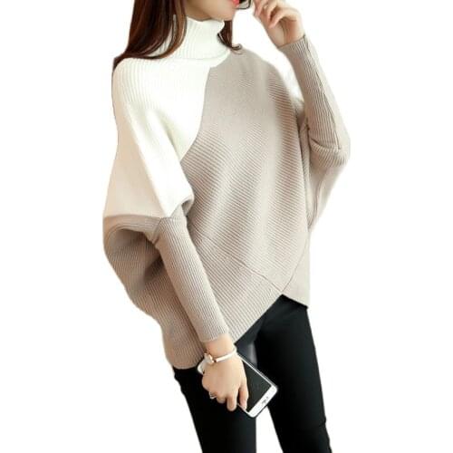 OHCLOTHING Female winter sweater loose turtleneck sweater 2021 irregular Korean female backing sweater coat thick