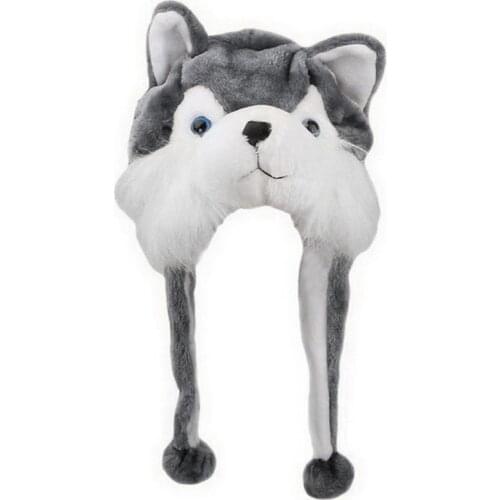 Adult Kids Winter Cute Plush Animal Character Beanie Hat with Pom Pom Ends Funny Stuffed Toy Earflap Cap Cosplay Costume