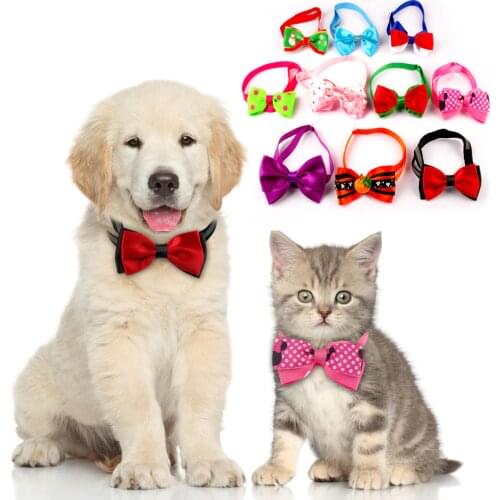 10pcs Dog Cat Bow Tie Dog Accessories Kitten Collar Bowtie Puppy Necktie Adjustable Dogs Grooming Supplies for Small Pet Rabbit