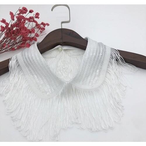 2021 Elegant Tassel Fake Collars for Women Girls Doll Necklace Fake Collar Shoulder Wrap Shawl Female White Detachable Collar