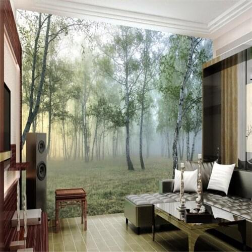 Beibehang 3d wallpapers Large custom fresco green forest 3D landscape background wall murals papel de parede infantil