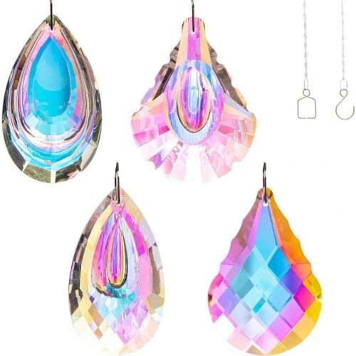 4Pcs/Set 76MM Suncatcher Exquisite Drop-shaped Faux Crystal Multifunctional Gorgeous Chandelier Pendant Rainbow Maker for Home