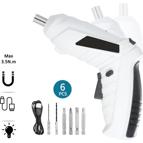 Cordless Screwdriver 1300mAh USB Rechargeable Electric Screwdriver Adjustable 2 Position Drill Screwdriver 6Nm Electric Drill