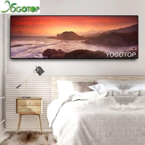 Large size 5D Diy round square diamond painting Sunrises Sea Coast scenery Diamond Mosaic Rhinestone Embroidery Wall Art YY2669