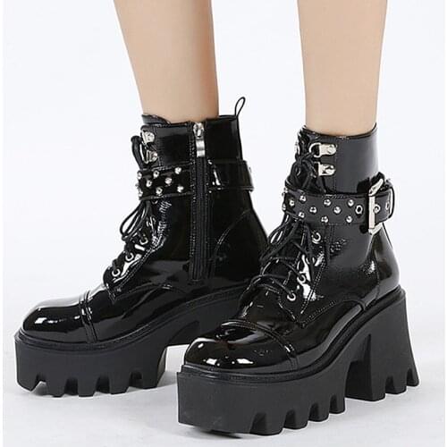 Platform Boots Gothic Punk Y2K Shoes Ankle Boots Female Womens Heeled Boot Female Boots Spring/Autumn 2021 New Fashion