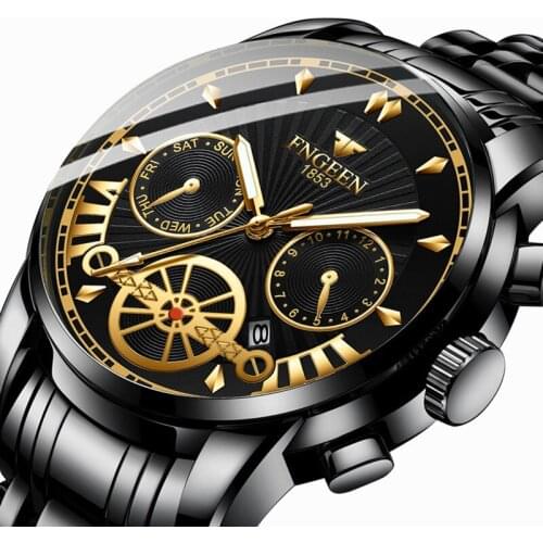 Top Brand Luxury Mens Stainless Steel Quartz Watches Men Waterproof Analog Date Clock Male Wrist Watch Black Dress for Men