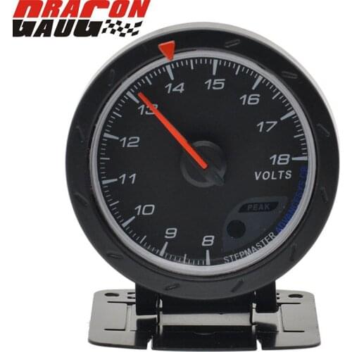 Dragon Gauge 60mm Stepping Motor Black Face Auto Car motorcycle Motorboat voltage Gauge Volt Meter Free shipping