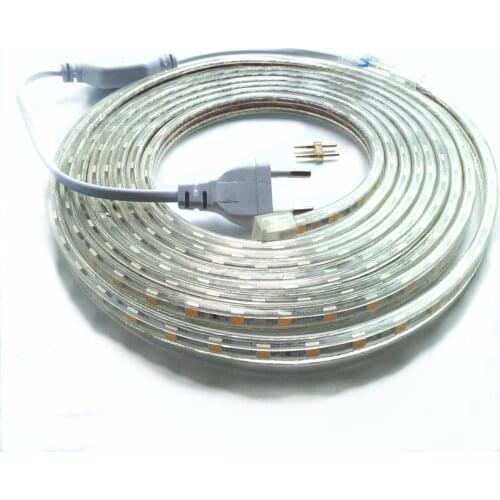 SMD 5050 AC 220V led strip flexible light 1M/2M/3M/4M/5M/6M/7M/8M/9M/10M/15M/20M +Power Plug,60leds/m Waterproof led light