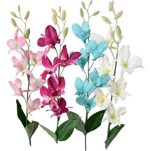 Heads Artificial Orchid Colors Large Size Fake Phalaenopsis Silicon PU Real Touch Wedding