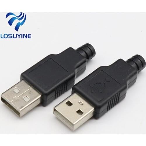 IMC hot New 10pcs Type A Male USB 4 Pin Plug Socket Connector With Black Plastic Cover