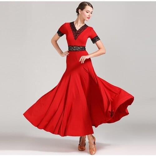 H2573 Adult Women Ballroom Dance Dress Ice Silk Lace Professional Costumes Modern National Standard Dance Performance Dresses