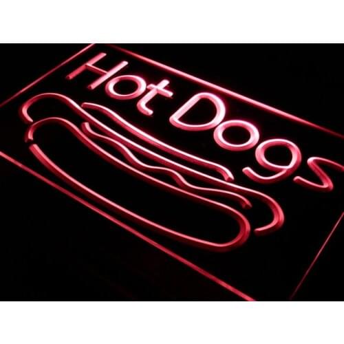 I519 Hot Dog Dogs Cafe Lounge Lure LED Neon Light Light Signs On/Off Swtich 20+ Colors 5 Sizes
