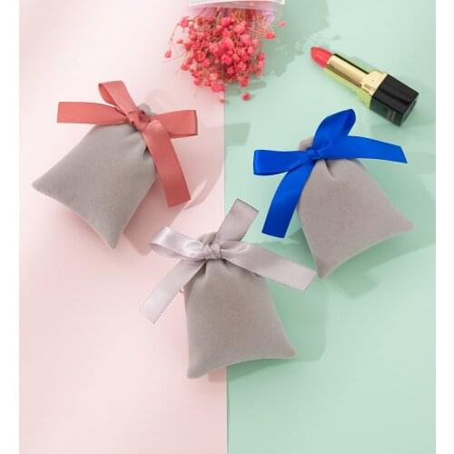 50 Personalized Velvet Drawstring Bags Custom Jewelry Packaging Bags Pouches Chic Wedding Favor Bags Grey Velvet Cosmetic Pouch
