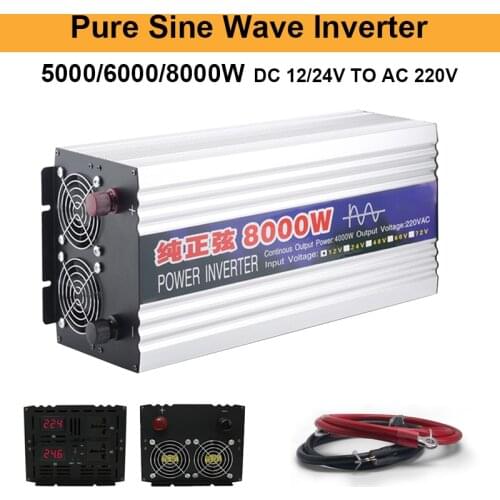 5000W 6000W 8000W Car Inverter Pure Sine Wave Inverter 12V 24V 220V 50Hz 60Hz Voltage Transformer Converter Power Solar Inverter