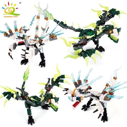 HUIQIBAO Ninja Dragon Building Blocks Bricks Set Ninjaes KAI JAY ZANE Cole Figures Movie Series Educational Toys for Children