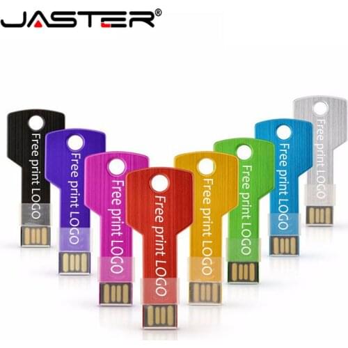 JASTER USB 2.0 new mater 11 colors key pen drive metal key memory Stick 4GB 16G 64GB usb flash drive fashion keys customer logo