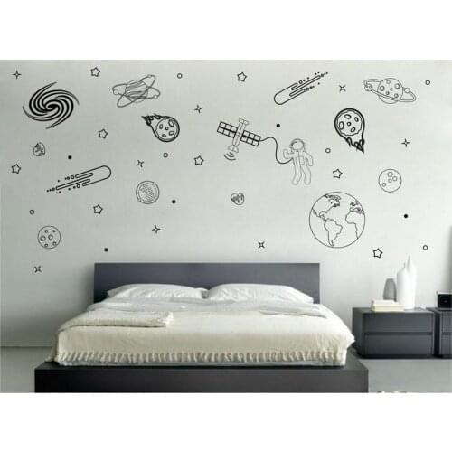 Space Wall StickersWall Decals Space Man with Stars Art Mural For Kids Room Home Decor Universe & Planet Sticker N209