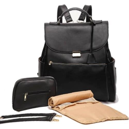 Leather Diaper Bag Large-capacity Fashion Maternity Bag Mommy Travel Backpack Multifunctional Baby Storage Waterproof
