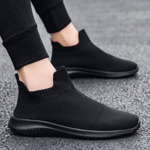 Men Shoes Sports Black White Summer Mesh Walking Running Sneakers Breathable Big Size 46 Women Slip on Loafers Trainers Zapatos