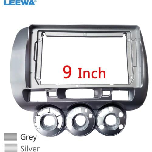 LEEWA Car Stereo Audio Fascia Frame Adapter For Honda Fit City Jazz 2006 (LHD) 9" 2Din DVD Panel Bezel Frame Installation Trim