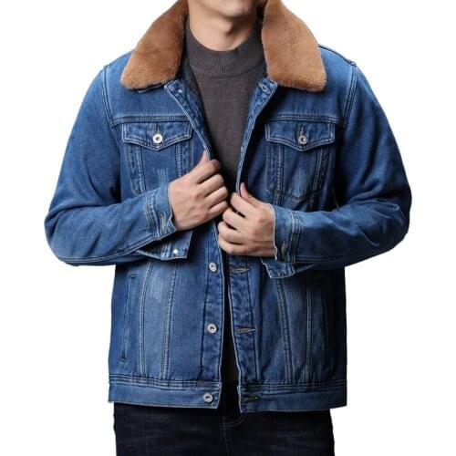 Winter Denim Jackets Men Dark Blue/blue Winter Jean Jackets Outerwear Warm Denim Coats New Men Large Size Wool Liner Thicker