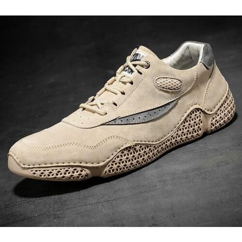 Mens Leather Casual Comfortable Handmade Loafers Lightweight Walking Driving Shoes Plus Size Mens