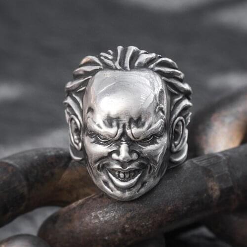 Solid 999 Sterling Silver Thai retro biker punk MENS men Halloween vampire ring rings jewelry gift A4777