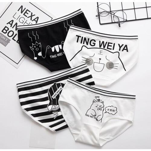 Underwear Girls Cute Cartoon Underwear In The Waist Breathable Briefs Panties