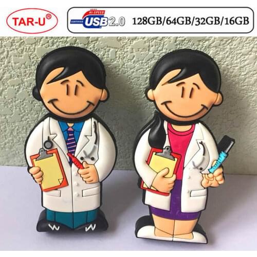 Free Shipping :50pcs Doctor man nad Nurse shape usb flash drive 4GB 8GB 16GB 32GB flash pendrive
