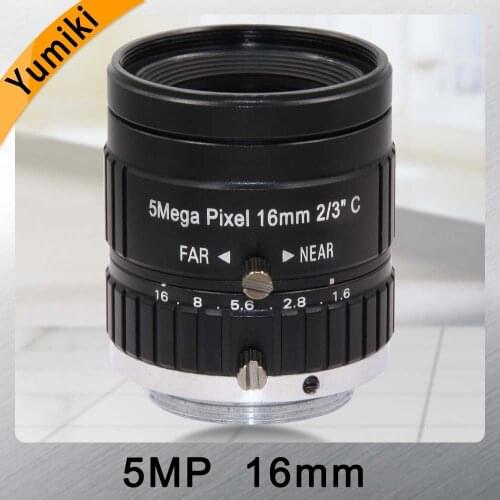 Yumiki HD 5.0MP CCTV Camera Lens 16mm F1.6 Aperture 2/3" Image Format C Mount Industrial Security Road monitoring