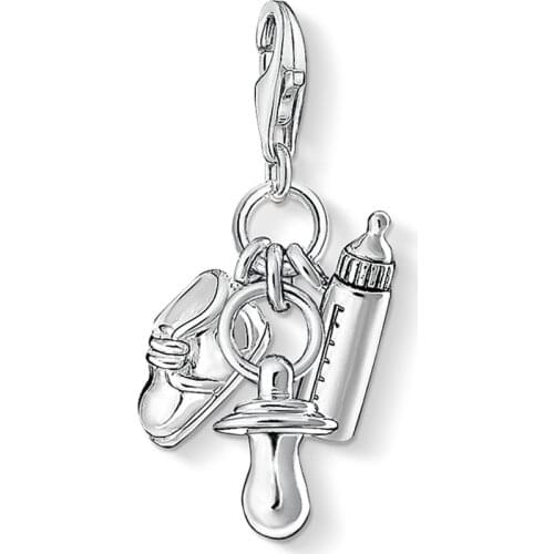 Charms Baby Shoe Pacifier Bottle for Jewelry Making Cute 925 Sterling Silver DIY Handmade Craft for Fashion Bracelet Accessories