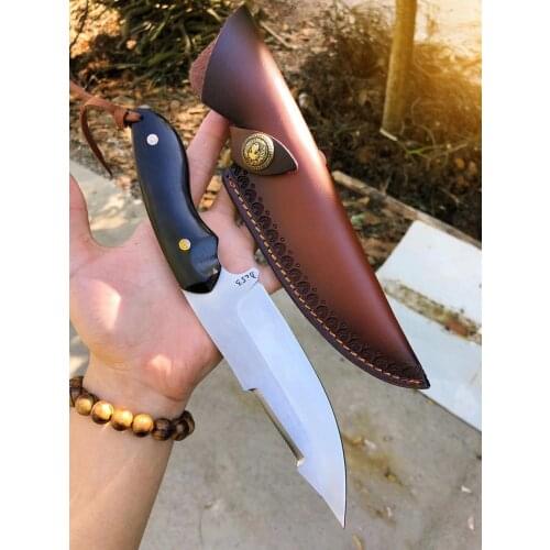 Outdoor camping small straight knife DC53 steel yellow sandalwood handle sharp hunting knife EDC military knife kitchen knife