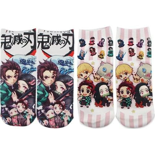 P4517 Cotton Anime Happy Sock Demon Slayer Kimetsu No Yaiba Blade of Ghost Socks For Women Girl Gift Cosplay