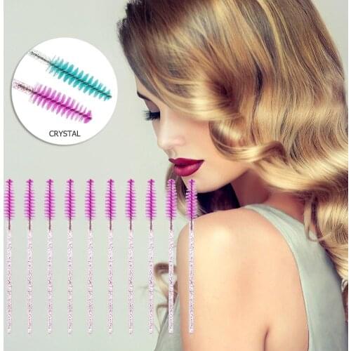 50Pcs Disposable Crystal Eyelash Brush Mascara Wands Applicator Grafting Eyelash Curling Comb Beauty Makeup Tool Hygiene