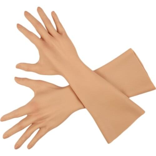 Crossdresser Hand Gloves Realistic Silicone Soft Fake Female Palm Elastic 40cm Arm to Wrist for Transgender Drag queen Ajusen