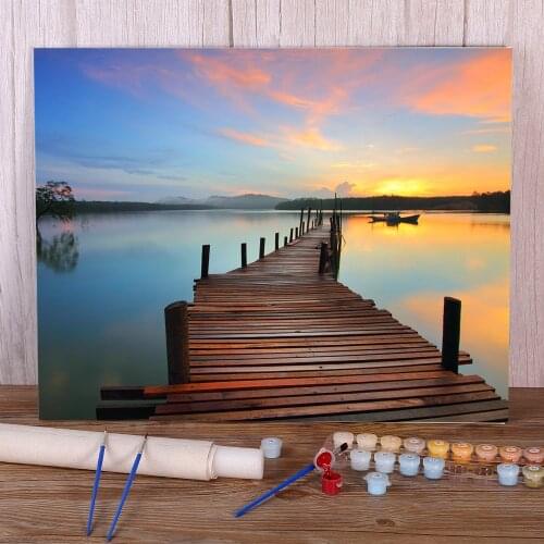 Scenery Landscape Coloring By Numbers Painting Set Oil Paints 40*50 Painting On Canvas New Design Crafts For Handicraft